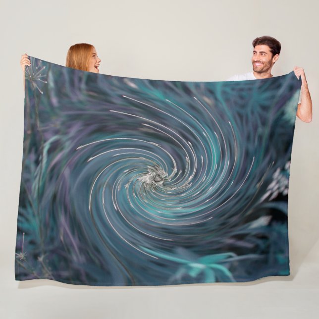 Coola Abstrakt Retro Black och Teal Cosmic Swirl Fleecefilt (På plats)