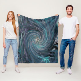 Coola Abstrakt Retro Black och Teal Cosmic Swirl Fleecefilt