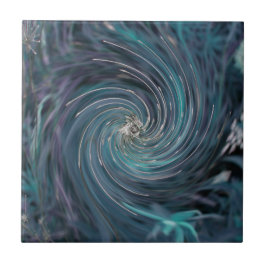 Coola Abstrakt Retro Black och Teal Cosmic Swirl Kakelplatta