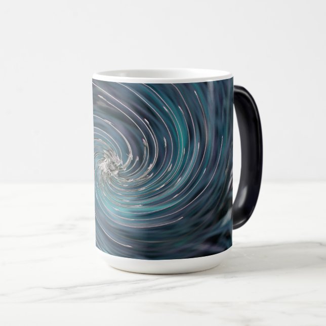 Coola Abstrakt Retro Black och Teal Cosmic Swirl Magisk Mugg (Framsida höger)