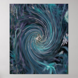 Coola Abstrakt Retro Black och Teal Cosmic Swirl Poster