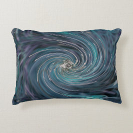 Coola Abstrakt Retro Black och Teal Cosmic Swirl Prydnadskudde