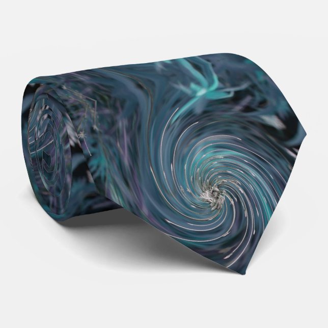 Coola Abstrakt Retro Black och Teal Cosmic Swirl Slips (Rullad)