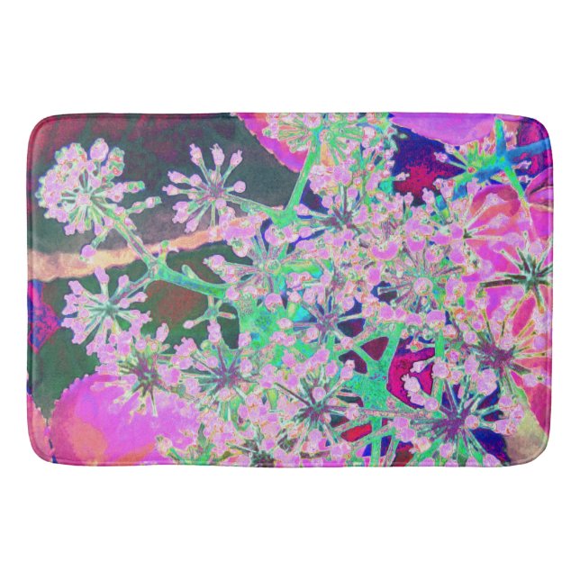 Coola Abstrakt Retro Natur i Rosa och Lime Green Badrumsmatta (Framsidan)