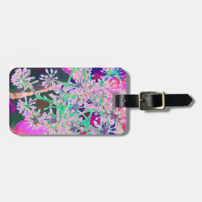 Coola Abstrakt Retro Natur i Rosa och Lime Green Bagagebricka (Horisontell Framsida)