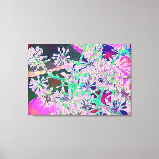 Coola Abstrakt Retro Natur i Rosa och Lime Green Canvastryck (Framsida)