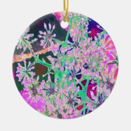 Coola Abstrakt Retro Natur i Rosa och Lime Green Julgransprydnad Keramik