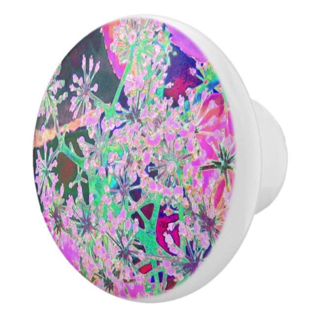 Coola Abstrakt Retro Natur i Rosa och Lime Green Knopp (Höger)