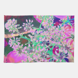 Coola Abstrakt Retro Natur i Rosa och Lime Green Kökshandduk