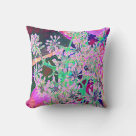 Coola Abstrakt Retro Natur i Rosa och Lime Green Kudde