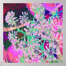 Coola Abstrakt Retro Natur i Rosa och Lime Green Poster