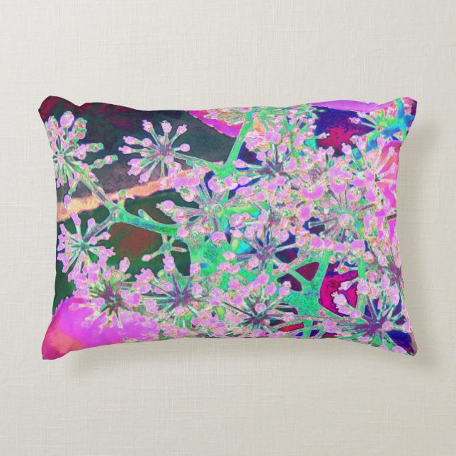 Coola Abstrakt Retro Natur i Rosa och Lime Green Prydnadskudde (Framsidan)