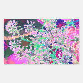 Coola Abstrakt Retro Natur i Rosa och Lime Green Rektangulärt Klistermärke