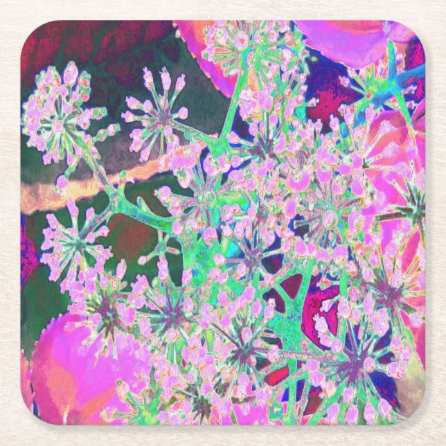 Coola Abstrakt Retro Natur i Rosa och Lime Green Underlägg Papper Kvadrat (Framsidan)