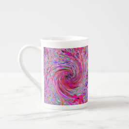 Coola Abstrakt Retro Shock rosa och Red Blommigt S Benporslin Mugg