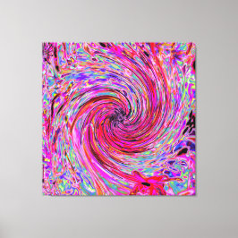 Coola Abstrakt Retro Shock rosa och Red Blommigt S Canvastryck