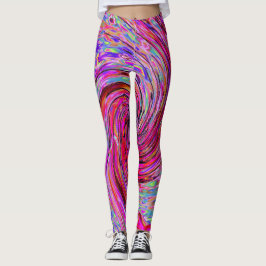 Coola Abstrakt Retro Shock rosa och Red Blommigt S Leggings