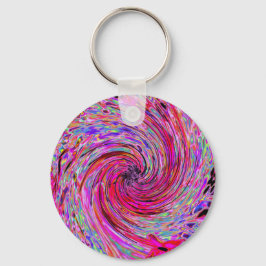 Coola Abstrakt Retro Shock rosa och Red Blommigt S Nyckelring