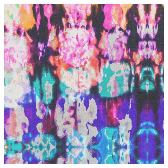 Coola Abstrakt Rosa Blue Black Tie Dye Mönster Tyg (Närbild)