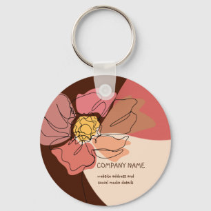 Coola Abstrakt Shape Blommigt Brown Coral Girly Nyckelring