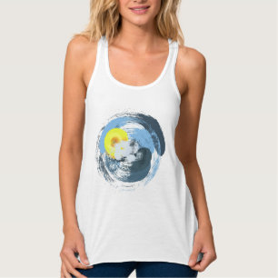 Coola Abstrakt Sol och Clouds Weather Art Linne Med Racerback