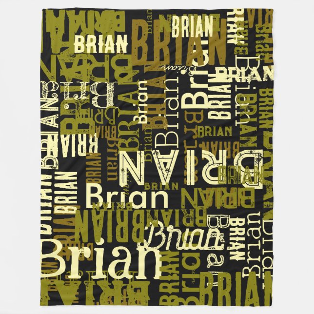 Coola Abstrakt Typografi Mönster i Namn Fleecefilt (Framsidan)