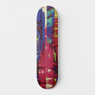 Coola Abstrakt Urban City Scape Street Art Inspire Mini Skateboard Bräda 18,5 Cm