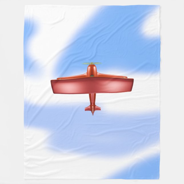 Coola Adventurous Flies Red Biplane Blanket Fleecefilt (Framsidan)