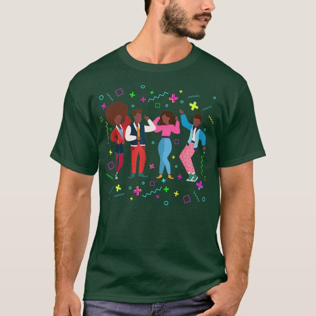 Coola African American 80s Tonåringar Retro Mode T Shirt (Framsida)