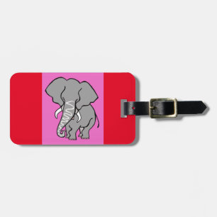 Coola African ELEPHANT - Vild animal - Rosa & red Bagagebricka