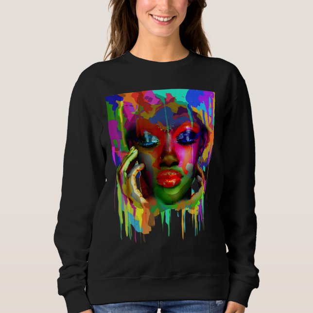 Coola African Woman Afro Färg Pasigned Ansikte T Shirt (Framsida)