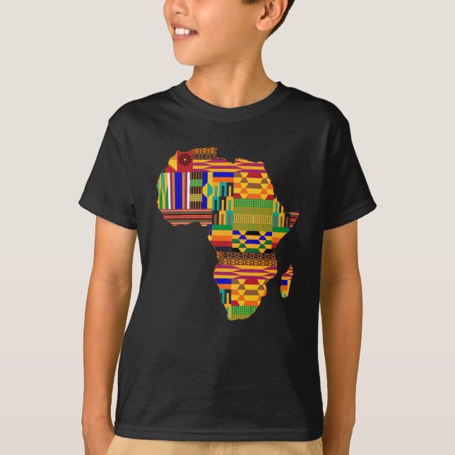 Coola Afrika Kente Trasa för Karta Älskare T Shirt (Framsida)