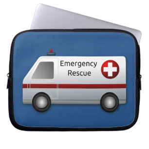 Coola Akut Rädding Tecknad Ambulance Design Laptop Fodral