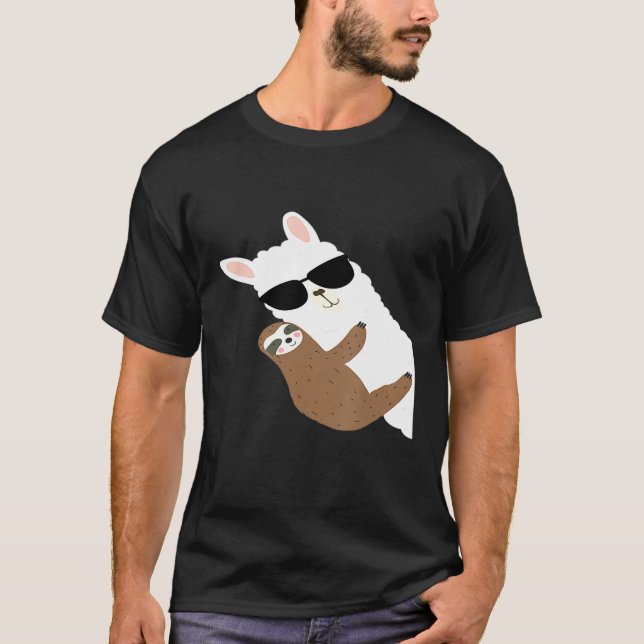 Coola Alaca med solglasögon och Sloth Llama Sloth T Shirt (Framsida)