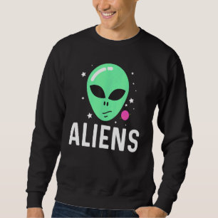 Coola Alien Art För manar Women Grönt Head Out Gal Lång Ärmad Tröja