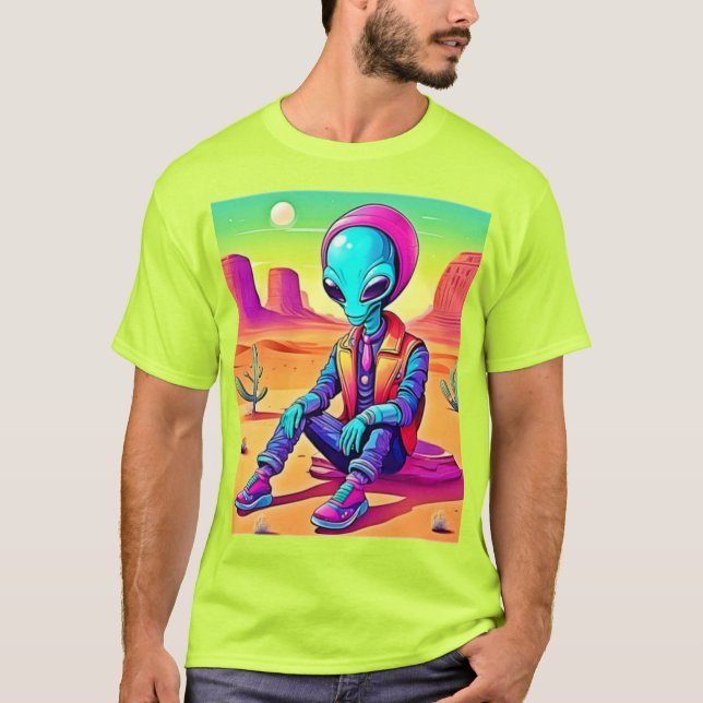 Coola Alien Desert Chillin T Shirt (Framsida)