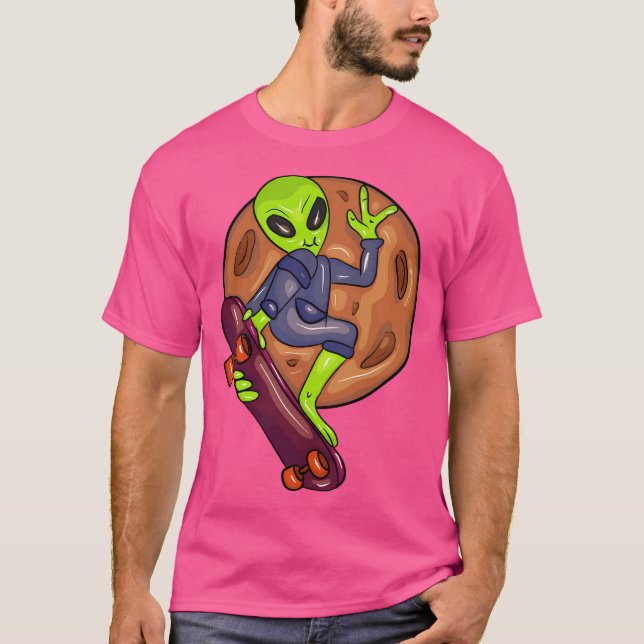 Coola Alien with Skateboard T Shirt (Framsida)