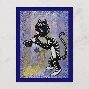 Coola Alley Jazz Cat Postcard Vykort
