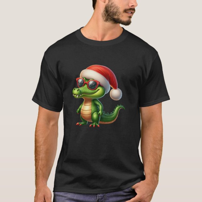 Coola Alligator Santa Hat jul Crokodile Santa T Shirt (Framsida)
