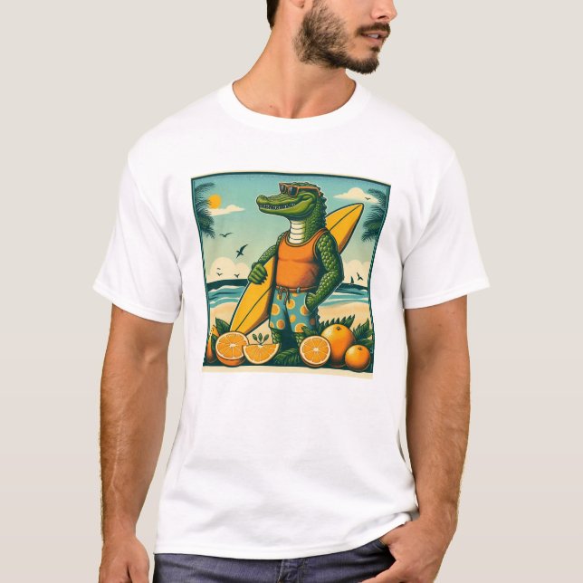 Coola Alligator Surfs T Shirt (Framsida)