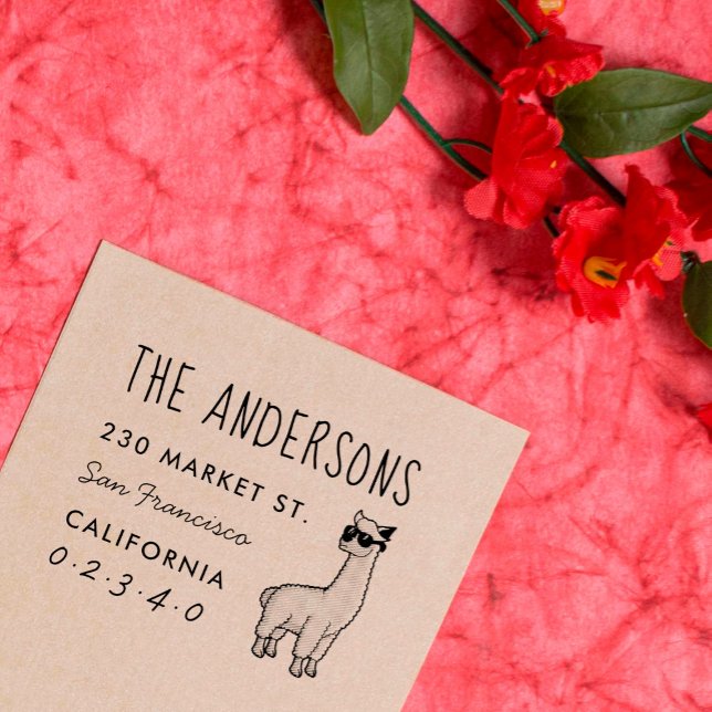 Coola Alpaca Anpassningsbar Family Namn & Returadr Stämpel (Skapare uppladdad)