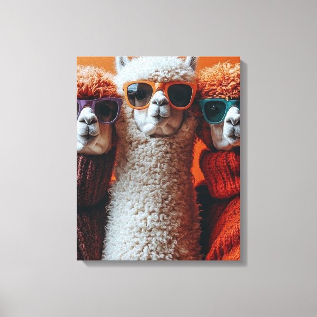 Coola Alpacas i sötningsmedel och solglasögon Canvastryck (Framsida)