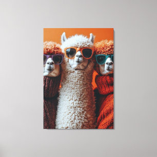Coola Alpacas i sötningsmedel och solglasögon Canvastryck