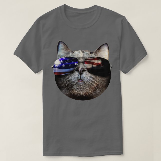 Coola American Cat med solglasögon T Shirt (Design framsida)