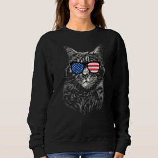 Coola American Cat USA Flagga & Fireworks 4:e T Shirt