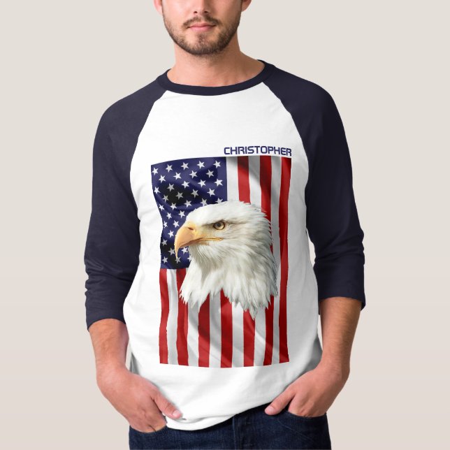 Coola American Eagle, USA flagga, Patriotic T Shirt (Framsida)