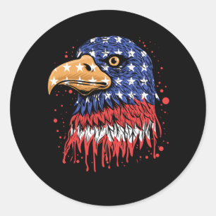 Coola American Flagga Eagle Art - USA flagga Runt Klistermärke