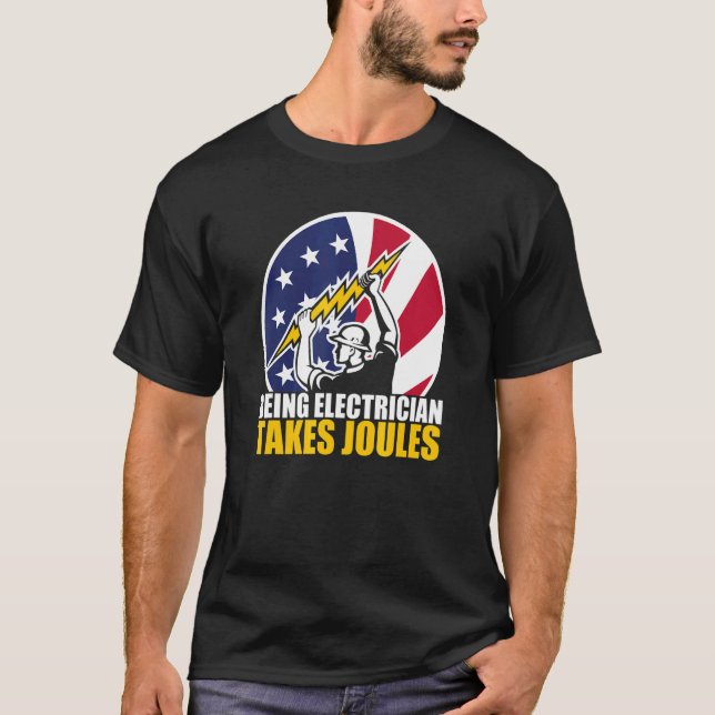 Coola American Flagga Patriotic Electrician tar Jo T Shirt (Framsida)
