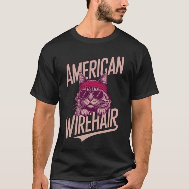 Coola American Wirehair Cat T Shirt (Framsida)