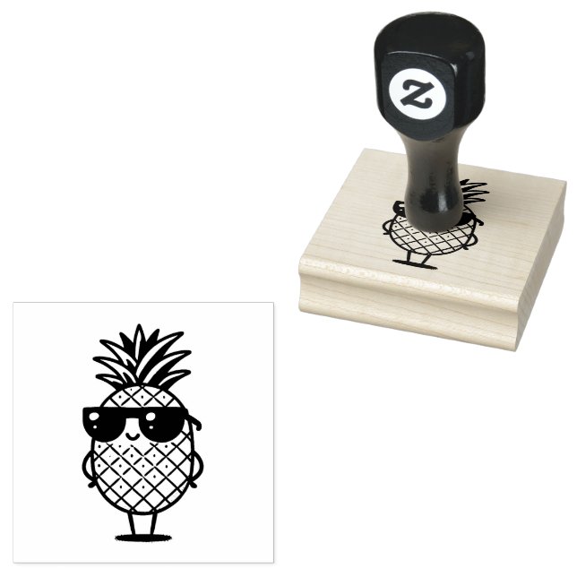 Coola Ananas med solglasögon Frimärke Stämpel (Stämplad)